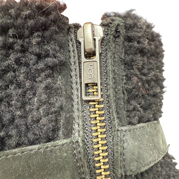 UGG Australia Blayre II Black Leather Shearling Buckle Ankle Boot women's size 8 - Picture 7 of 14